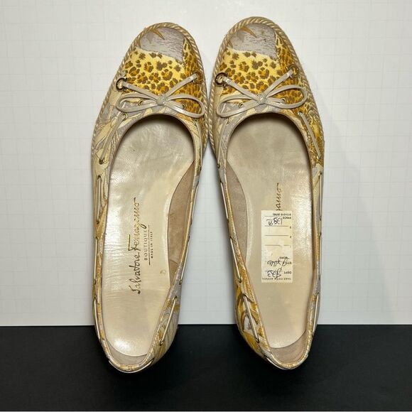 Womens SALVATORE FERRAGAMO Leopard & Flowers Espadrille Flats / Size 7 Medium - Picture 5 of 9
